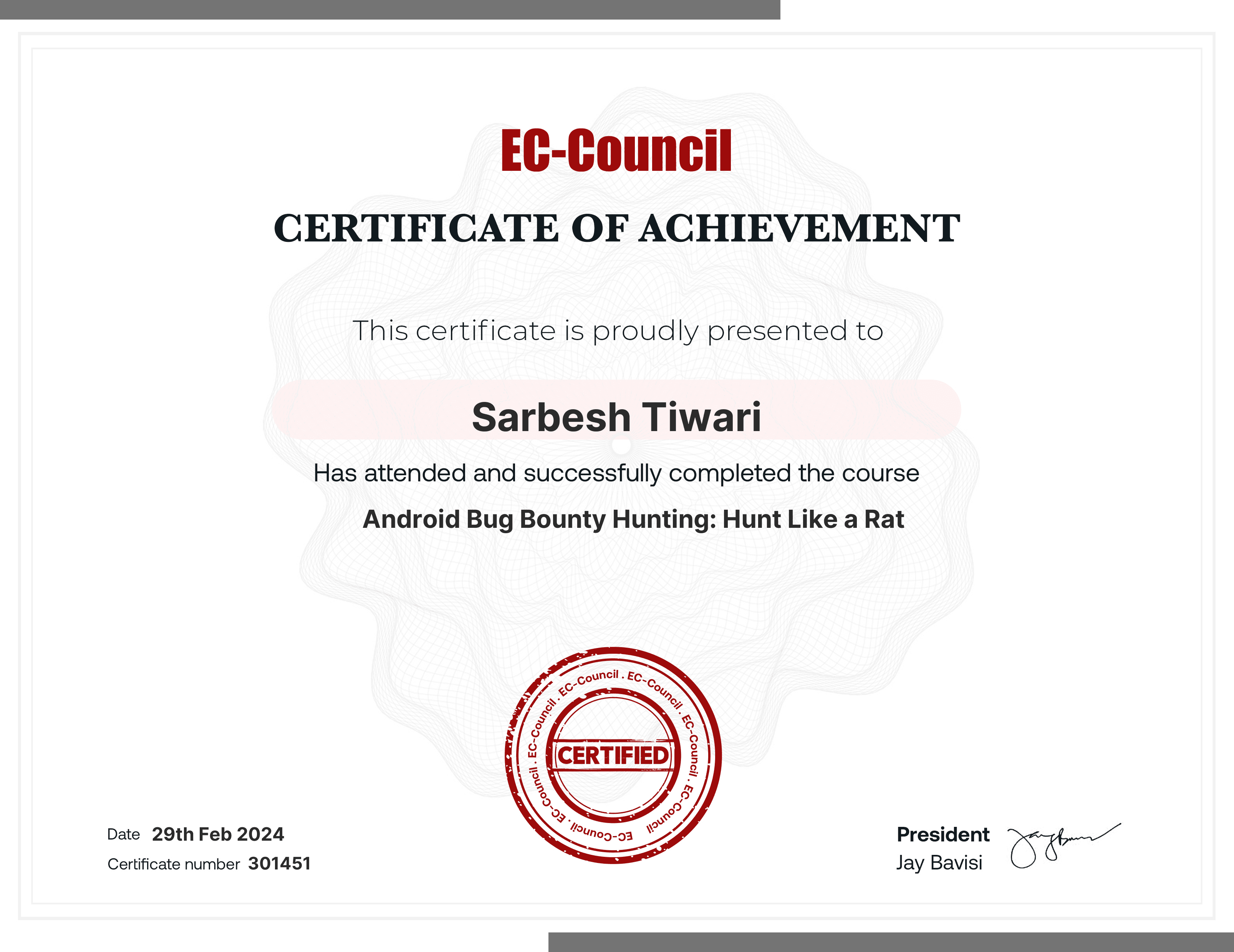 Android Bug Bounty Hunting certificate